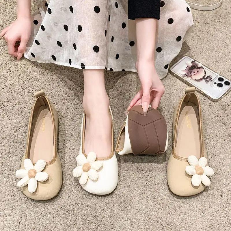 Fashion Slip-on Square Toe Ladies Footwear Low Heel Elegant Moccasins Women's Flat Shoes A Line Aesthetic Chic Luxury Casual Vintage Y2k