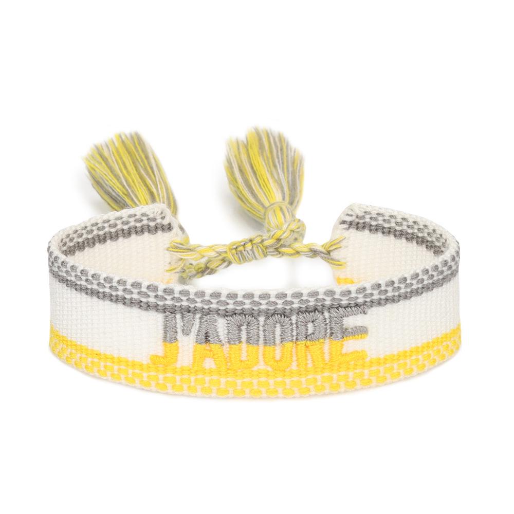 J'adore Bracelet: Embroidered Letter Tassel Wristband for Women & Couples