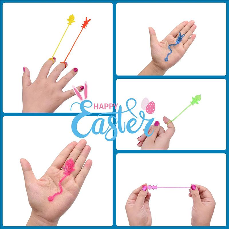 10-200PCS Children's Sticky Hands Toys Elastic Easter Bunny Soft Sticky Toy Creative Wall Climbing Small Toy Glitter Kid Gift