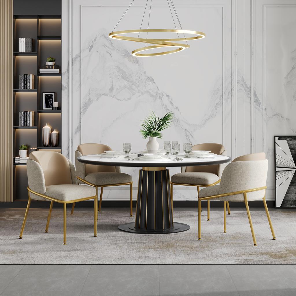 4 Pcs Modern Chair with Angled Chair Legs and Adjustable Feet, Ideal for Living Room, Open Office Space, Dining Room (Beige+Khaki)