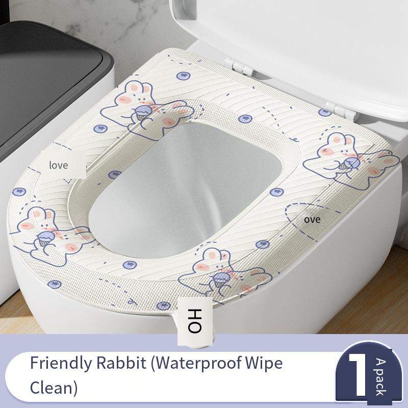 1 buc. Pernă de scaun de toaletă impermeabilă, Universală pentru vară și patru sezoane, Inel din spumă siliconică pentru toaletă, Capac de toaletă tip leave-in, de uz casnic, lavabil