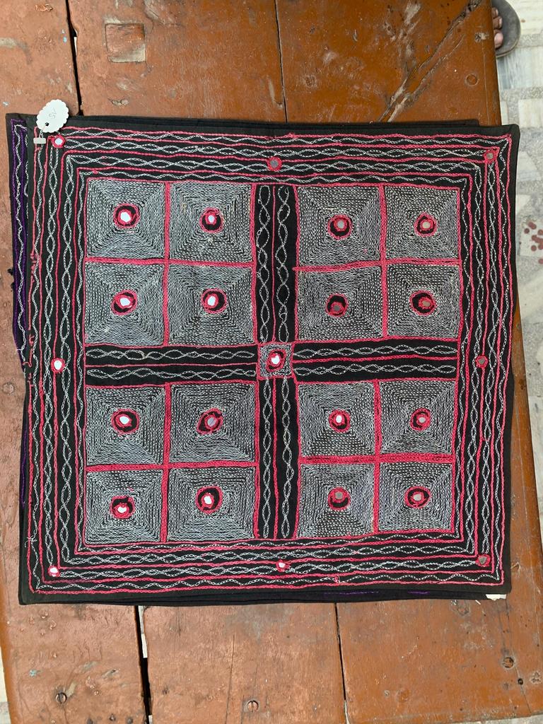 Hand Embroidered Cotton Pillow Cover: Bohemian Cushion (40"x 40")