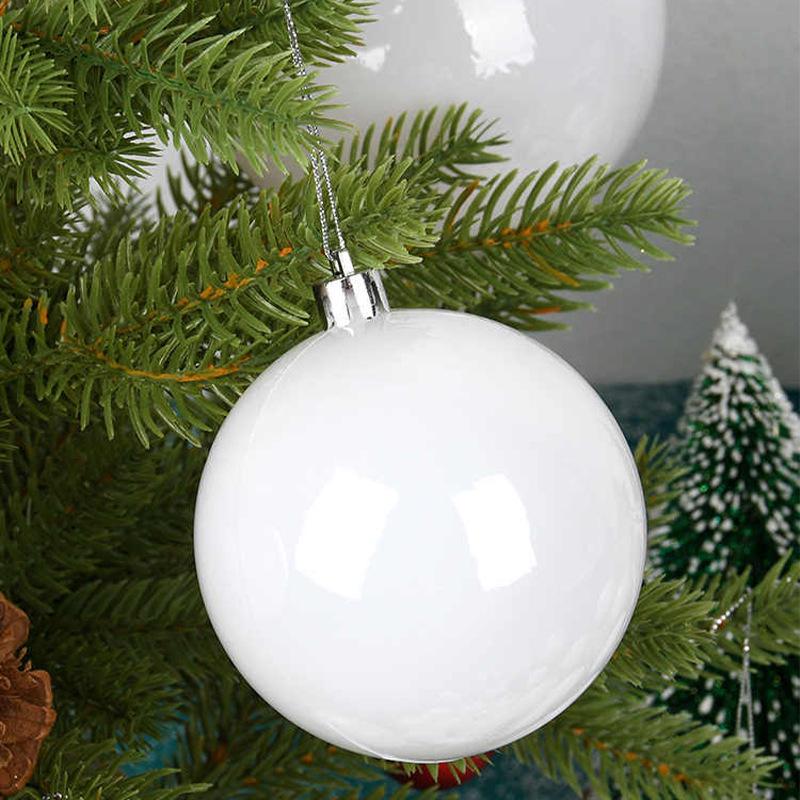 White Christmas Tree Ornament Balls - Plastic Round Decorations