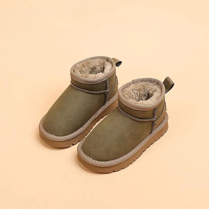 

Children s Shoes Snow Boots Unisex Winter Boys Thick Plush Shoes Solid Girls Warm Shoes Kids Short Boots Student H07092 28 зелений