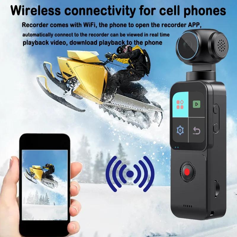 Ultra 4K/5K WIFI Touch Screen Pocket Action Camera 270° Mini Sports Cam for Vlog Helmet Travel Bicycle Driving Recorder 1.69"