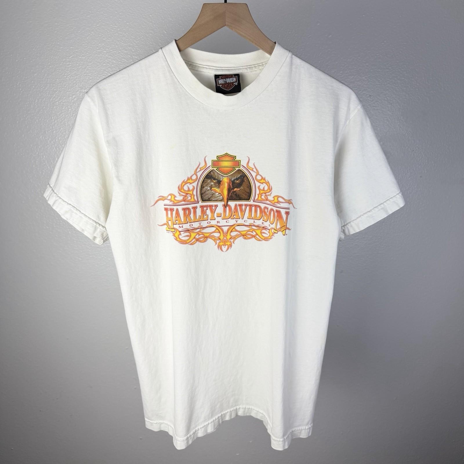 Vintage Harley Davidson Flames Eagle Zion Washington Utah T Shirt Size Large Unisex T-Shirt L