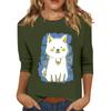 Pullover da donna con colletto stampato, manica a tre quarti, casual e alla moda