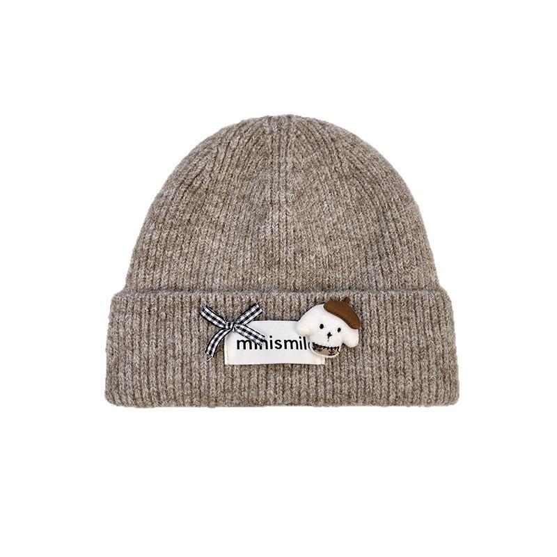 Sweet and cute mini puppy knitted hat women's autumn and winter headwear windproof and warm ear protecting woolen cap