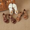 Krazing Pot Cow Skin Med Heels European Design Summer Size 40 Circle Buckle Straps Women Sandals