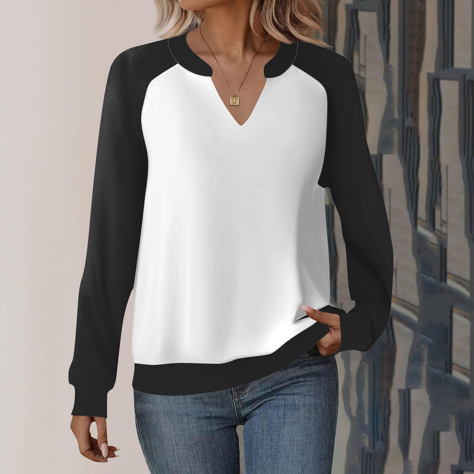 

Женская повседневная толстовка с длинным рукавом и V-образным вырезом, однотонный свободный пуловер с принтом XL белый