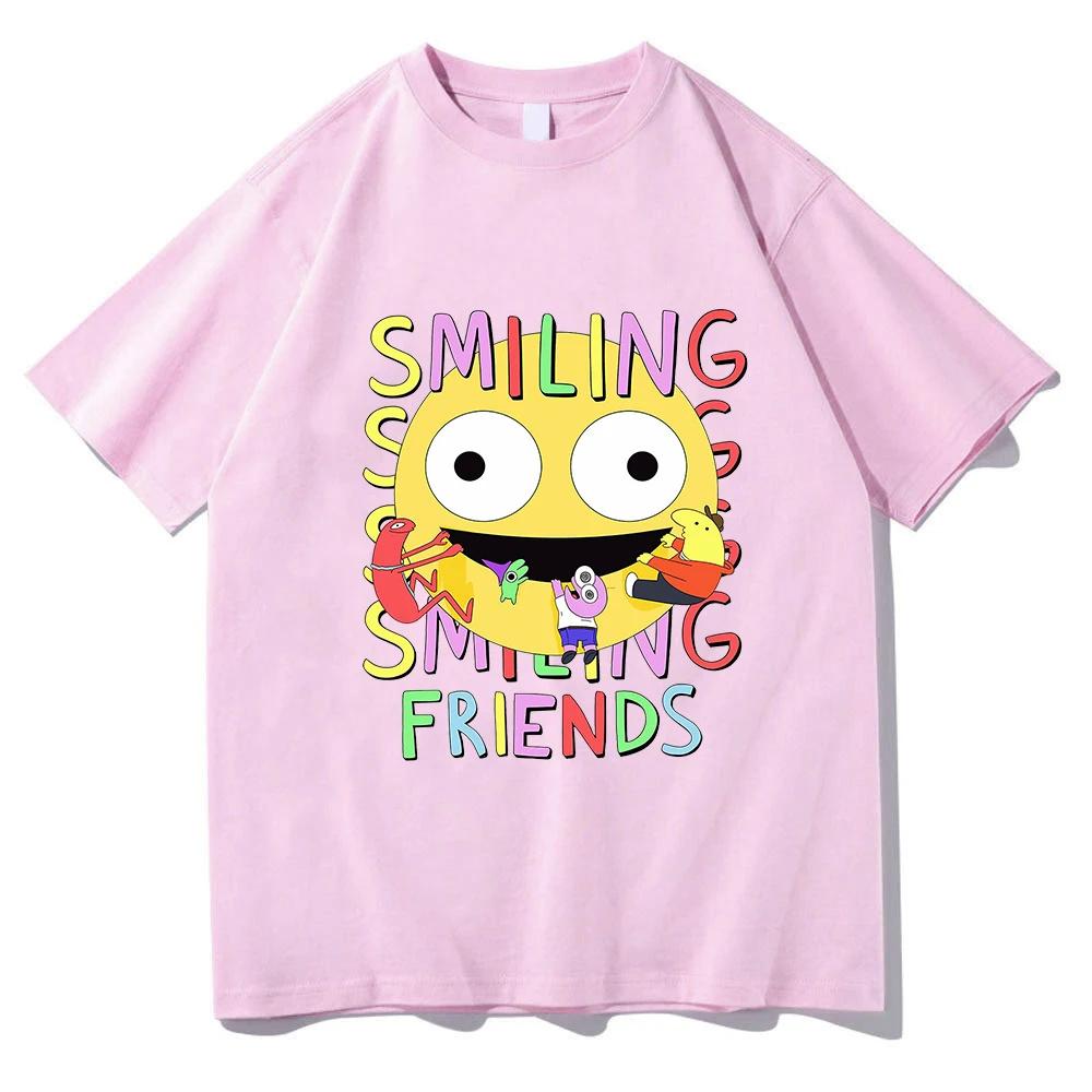 Smiling Friends Cartoon Print T-Shirts Sommer Frühling Baumwolle Herren T-Shirt Lustiger Grafikdruck T-Shirts Hohe Qualität T-Shirt