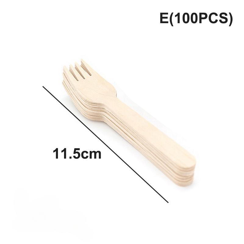 50/100pcs Disposable Wooden Mini Forks Spoons Knives Wooden Tableware Suitable For Parties Camping Banquets Weddings Picnics