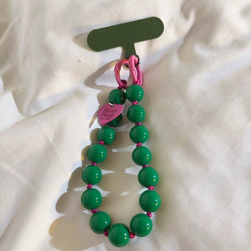 

Beaded Phone Wrist Strap, Detachable Cellphone Lanyard with Tether Tab, Hands-Free Wristlet Bracelet, Adjustable Charm зелений