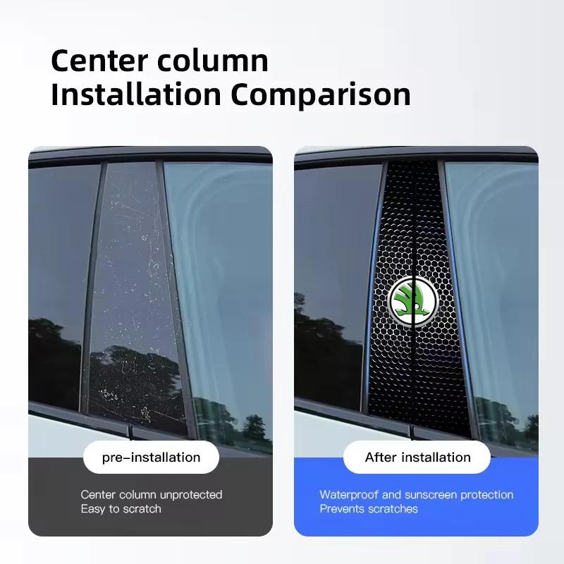 For Skoda Rapid Octavia Yeti Kodiaq Karoq Fabia Superb ZB36 VRS KAMIQ Scala Citigo Car B-pillar Decals Center Column Protective Film