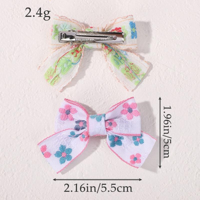 3pcs Handmade Floral Bow Hair Clip Set, Korean Girls' Side Clip, Children's Cute Fabric Hair Clip Hair Accessories for Women