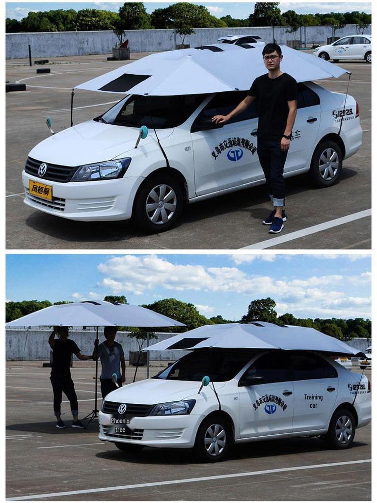 Coach Car Sunshade: Driving School Special Folding Roof Canopy Umbrella