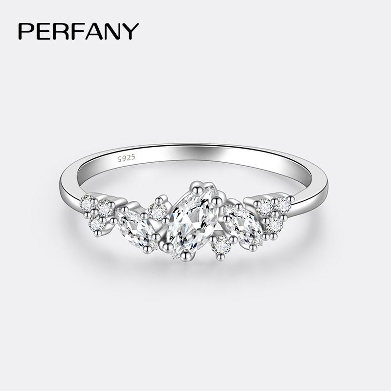 

PERFANY 0.58CT Marquise Cut Moissanite Women s Ring S925 Pure Silver Laboratory Cultivated Diamond Fashion Design Jewelry 5