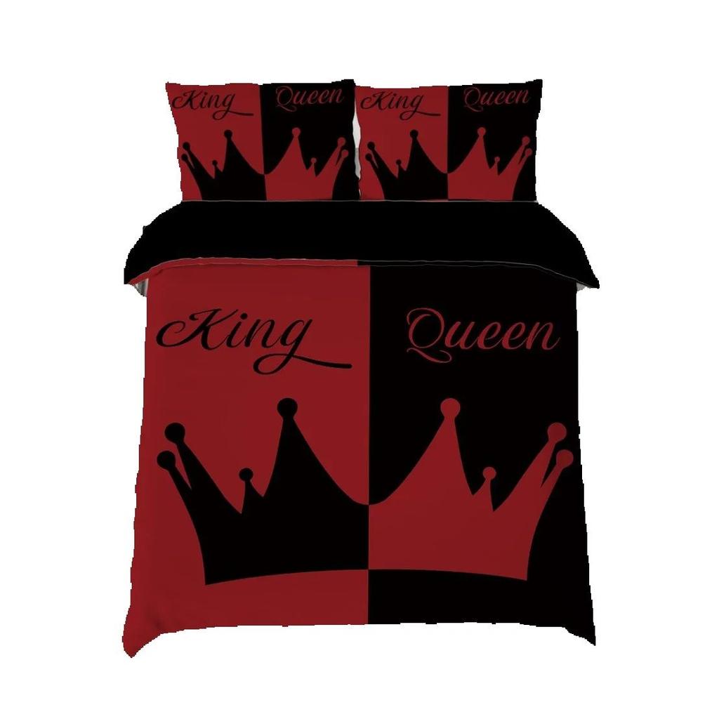 Mr Mrs Bettwäscheset Paar Liebende Geschenk Bettbezug Set Romantischer Valentinstag Bettbezug Kissenbezüge Queen King Größe 2/3 Teile