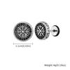 Vintage Viking Stud Earrings for Men Boys,Round Stainless Steel Compass Zircon Earring,Simple Jewelry Gift for Him