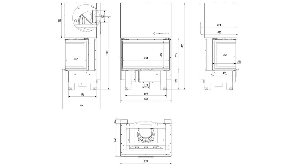 Smart steel fireplace KRATKI NBC 800/400 10 kW Ø 200 Lift-up MSK