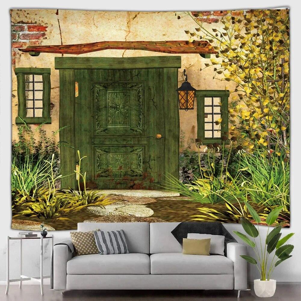 Gobelin leśny wodospad krajobraz zewnętrzny piękny las obraz olejny wiszący na ścianie dekoracyjny koc sztuka salon mural