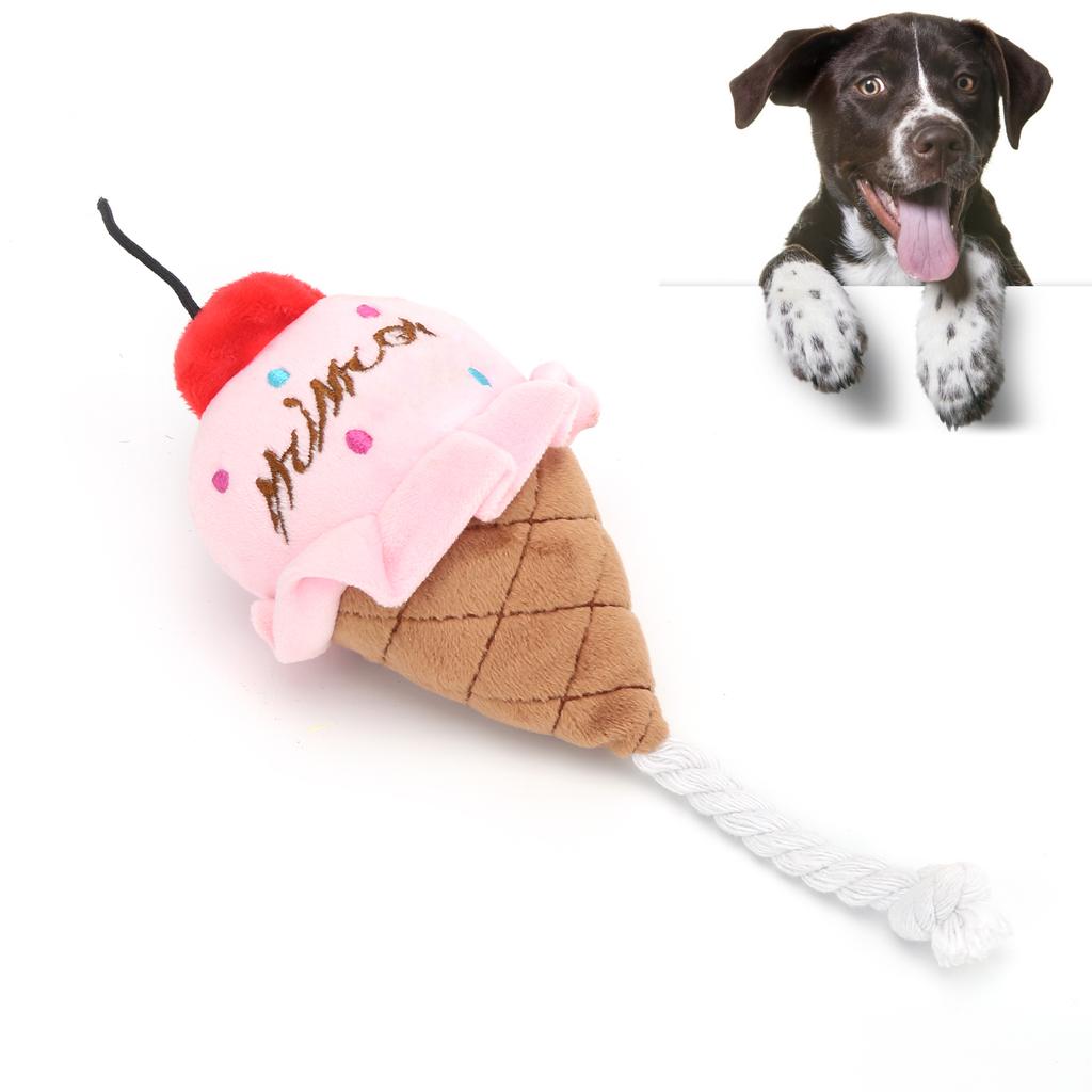 Pet Ice Cream Plush Toys Soft Stuffed Plush Toys Squeaky Chewing Toy for Puppies