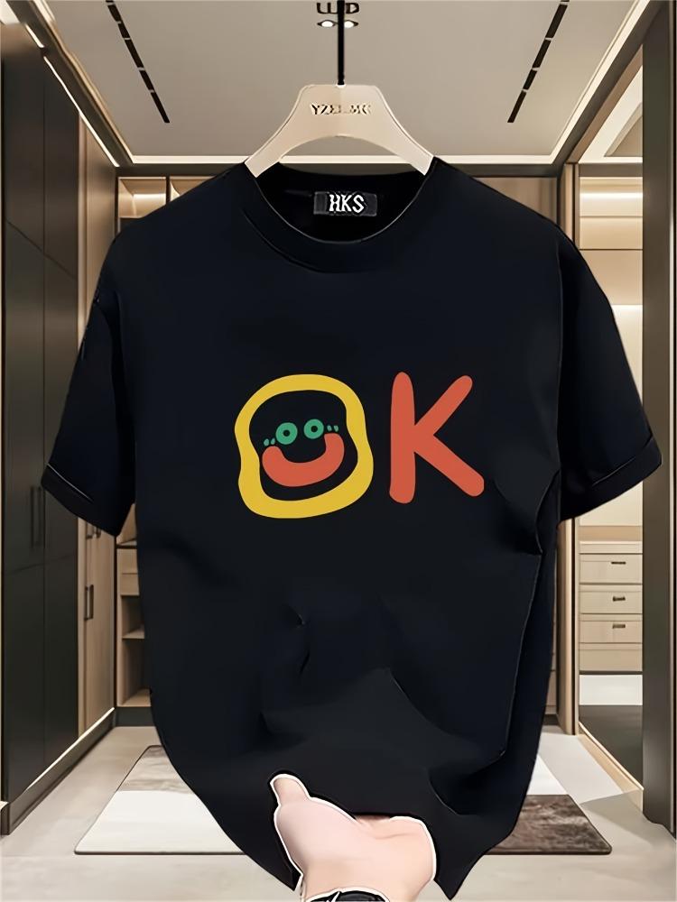 Funny OK smiley graphic tee M