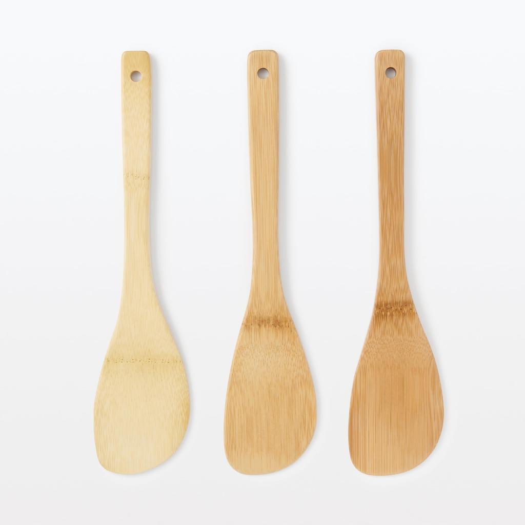 MUJI Soot Bamboo Cooking 30cm 83074920 Spatula, Approx. Long,