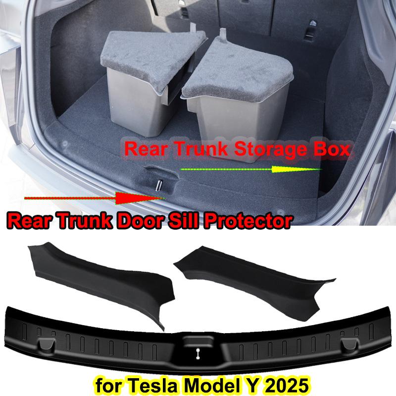 Für Tesla Model Y Juniper 2025 Kofferraum-Aufbewahrungsbox Kofferraum-Einstiegsleiste Schutzstreifen Abdeckung Schwellerschutz Schutz Zubehör