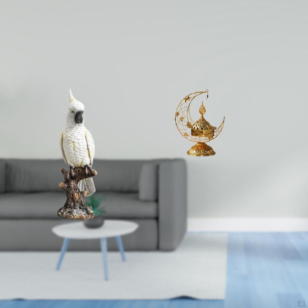 Resin Parrot Sculpture And Arabic Burner Decorative Figurine for Indoor Table Centerpiece