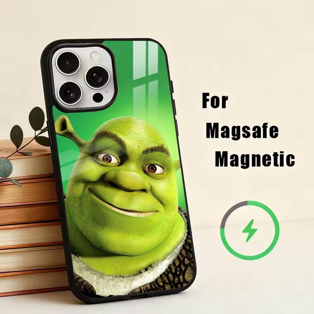 

Cute S-Shrek Phone Case For iPhone17,16,15,14,13,12,11 Plus,Pro Magnetic with Magsafe Wireless Charging iPhone15Plus