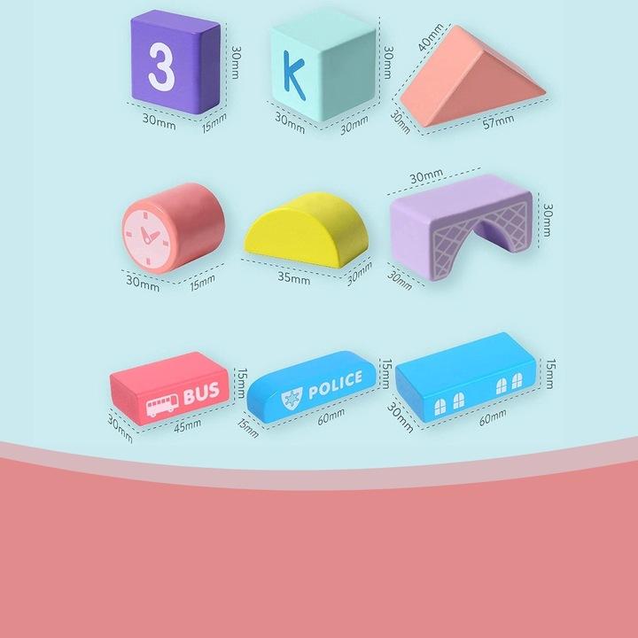 Zestaw Klocki Drewniane Miasto Auta Zestaw Puzzle Mata 115 Klocków Edu