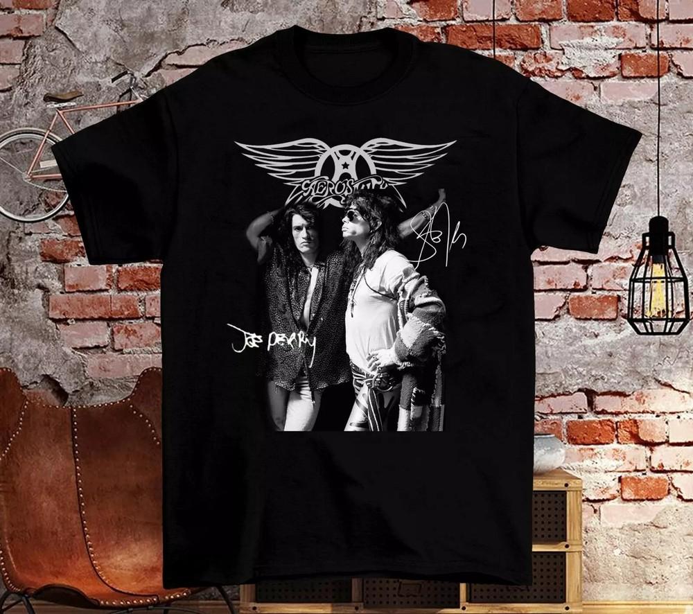 Aerosmith - Джо Перри - Стивен Тайлер Фирменная Черная Футболка Все Размеры S-5XL Унисекс Футболка M