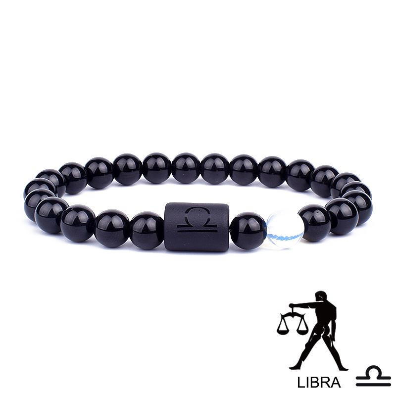 12 Constellation Bracelets Natural Black Onyx Bead Bracelet Star Sign Constellation Horoscope Couple Bracelet Friendship Jewelry
