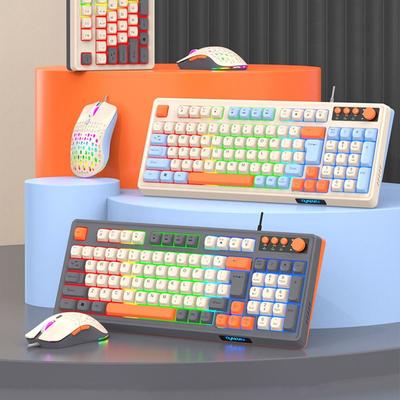98 Key Layout RAIKU T98 Keyboard RGB Lighting Wired Keyboard New Keyboard Mouse Set Game