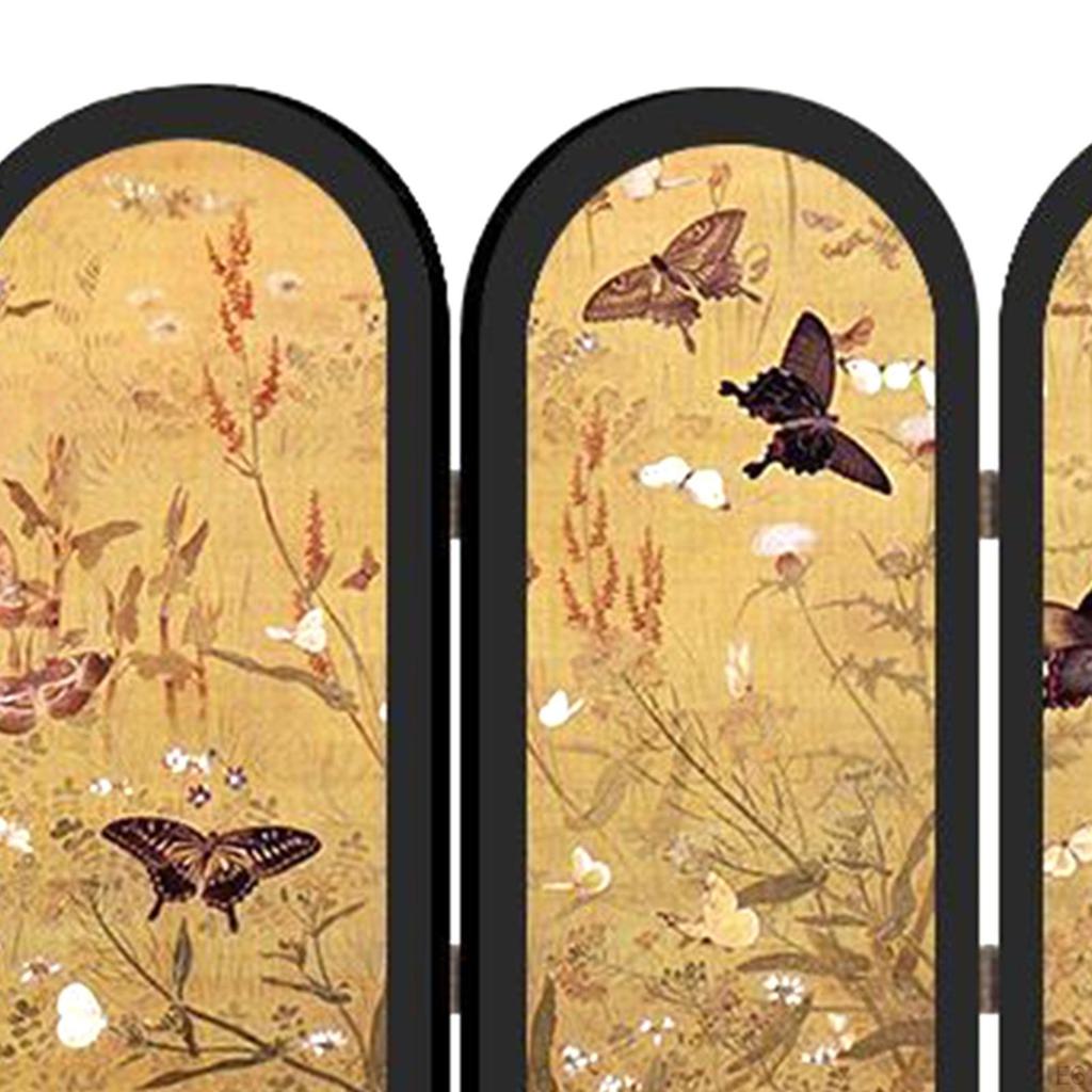 Kinesisk Design Mini Skärmprydnad 3-delad Skiljevägg Liten Bordsdekoration Fågel- och Blomtryck för