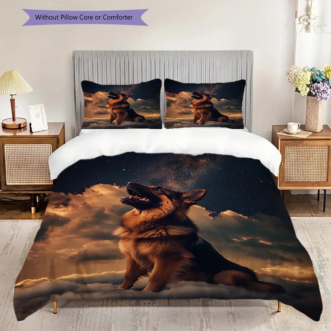 

German Shepherd Pattern Bedding Quilt Set Quilt Cover Pillowcase Home Decoration Birthday Gift (1 * duvet cover + 2 * pillowcase, without core) 135x200cm