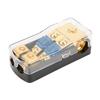 60A Power Distribution Block 1 In 2 Way Out Car Audio Splitter Copper Ground Fuse Holder