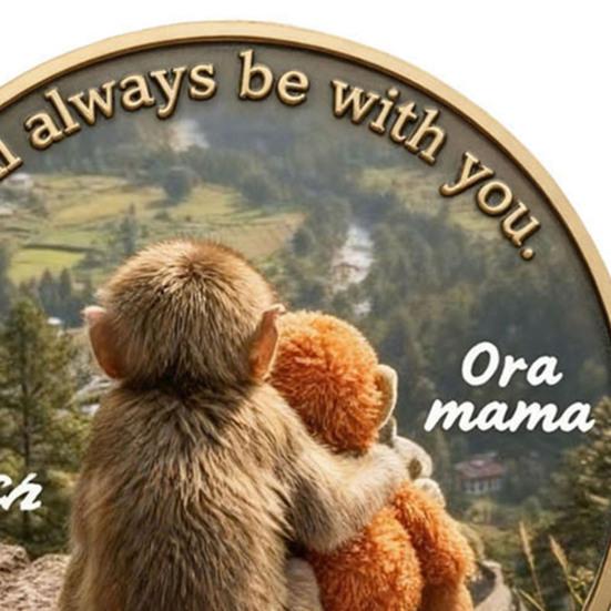 Moneta upamiętniająca małpę Małpka przytulająca pluszową zabawkę Moneta wyzwań Dwustronny kolekcjonerski żeton zwierzęcy Inspirujący prezent dla rodziny przyjaciół
