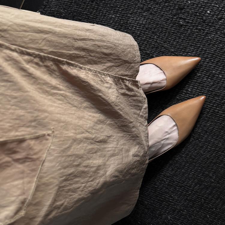 

2025 spring and autumn new fashion versatile simple high heels women s French pointed temperament single shoes shallow mouth work 39 хаки