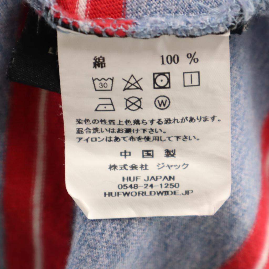 HUF Border Pattern Short Sleeve T-shirt M Blue Men's Used