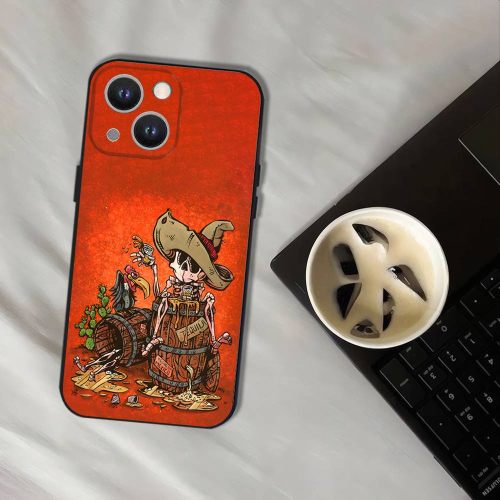 Day of the Dead Mexican Catrina Skull Phone Case For iPhone 17,16,15,14,13,12,11,Pro,XS,Max,XR,Plus,E,SE4,Mini Black Soft Cover