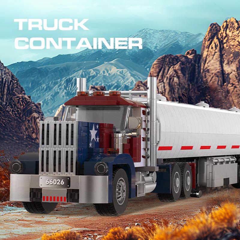 Brick Joy Transportation Truck Series: Semi-Trailer Car Building Blocks for Boys - Small Particle Assembly Toy