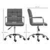Makeup Vanity Chair, PU Leather Mid Back Office Chair with Adjustable Height, Armrest and Rolling Wheels, Grey
