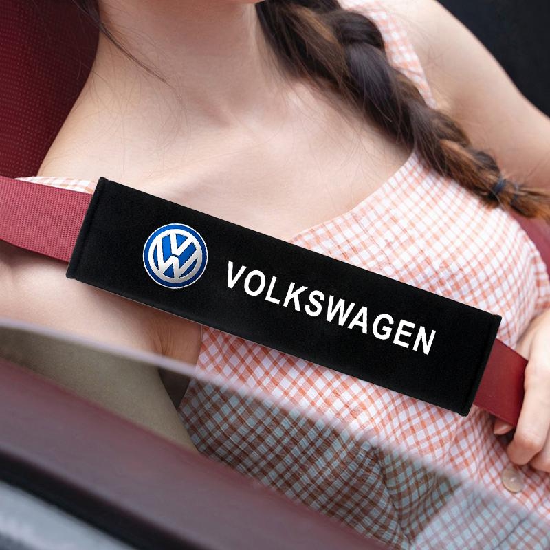 2pcs Car Seat Belt Pad Safety Strap Shoulder Cover Soft Mat For VW Volkswagen Jetta Polo Touran Golf PassatLP10