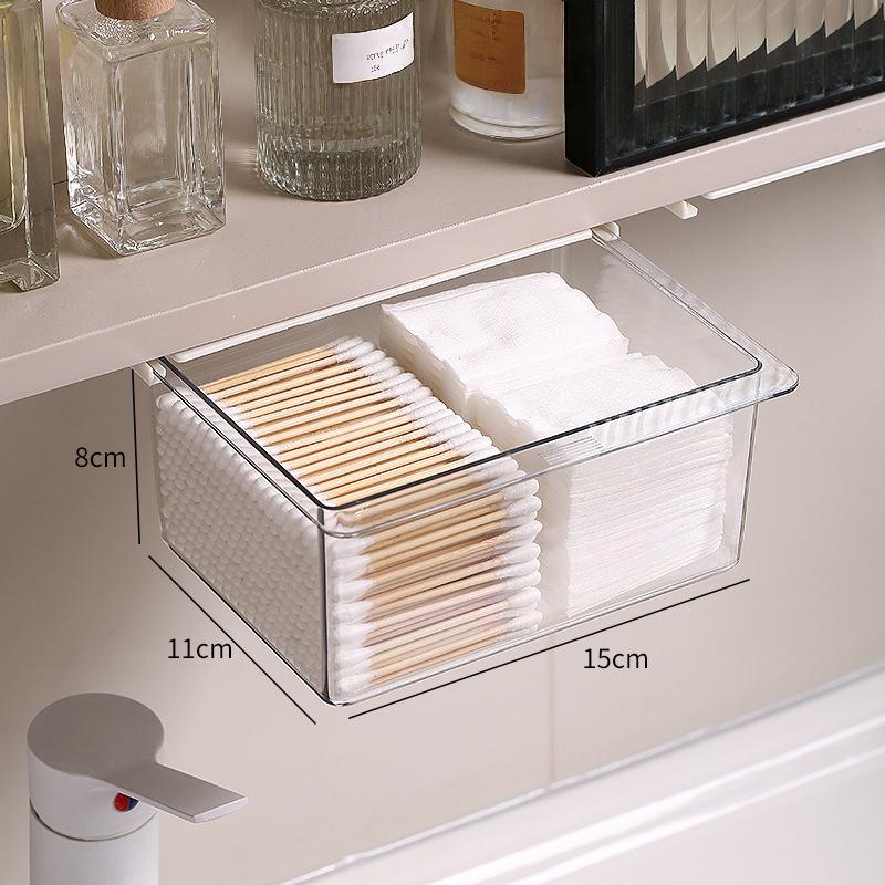 Transparent Bathroom Cotton Stick Makeup Cotton Bathroom Pull-Out Storage Drawer Style Storage Box Under The Mirror Cabinet