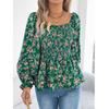 Blusa y Camisas de Chifón para Mujer Primavera Verano Manga Larga Cuello Sequre Estampado Floral Camisa Tops blusas