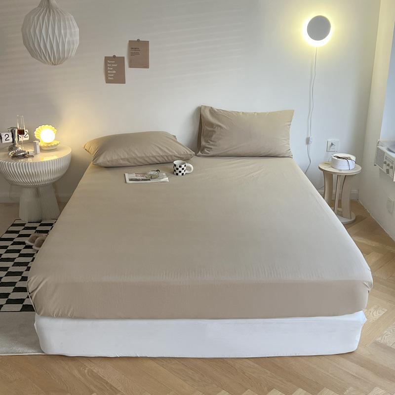 Baumwoll-Matratzenbezug mit elastischem Gummiband Weicher Komfort Spannbettlaken Ins-Stil Einfarbig Bettlaken Verstellbarer Bettschutz