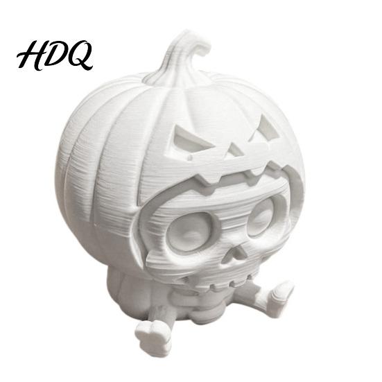 Cute Skull Doll Pumpkin Ornament, Hollow Ghost Face Design, 3D Printed Niche Halloween Tabletop Decor Detailed Layered Figurine, for Desktop