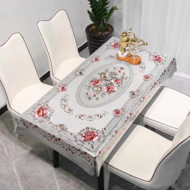 Waterproof Oil-Proof Red Yarn Tablecloth for Dining or Coffee Table (90x150 Cm) - New Year Design